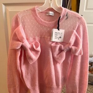RED VALENTINO medium pink bow sweater